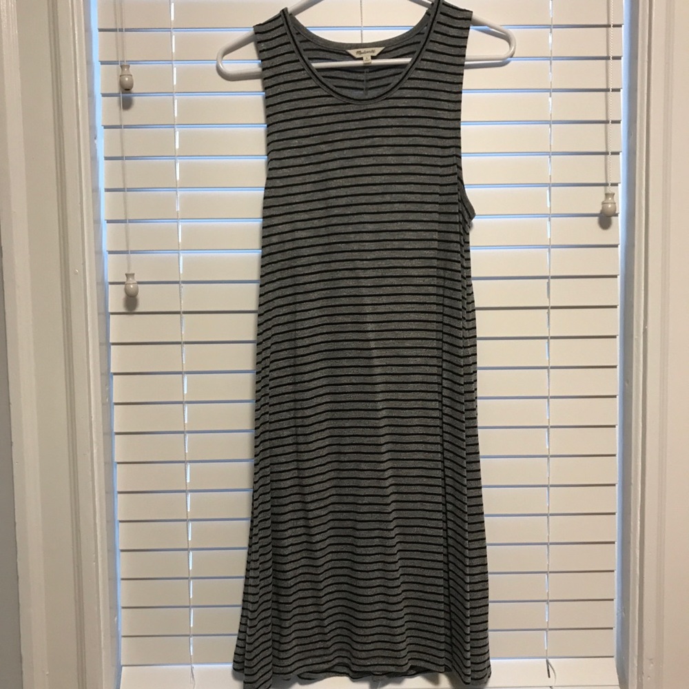 Madewell Highpoint tank dress black + gray striped - Picture 3 of 5